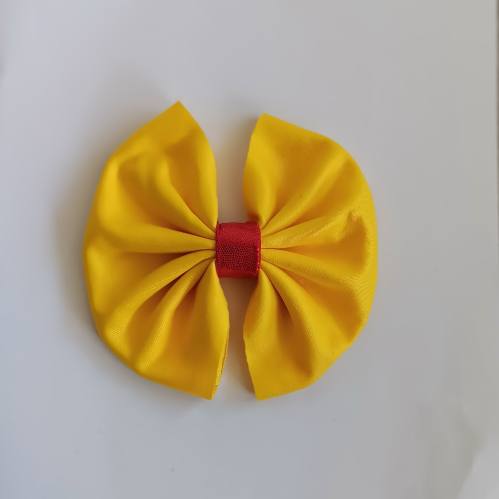Yellow Hair Bow with Red Center